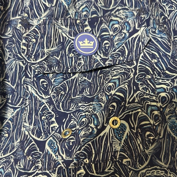 EUC Peter Millar Blue Swim Trunks with Fish Pattern and Elastic Waistband - Picture 5 of 5